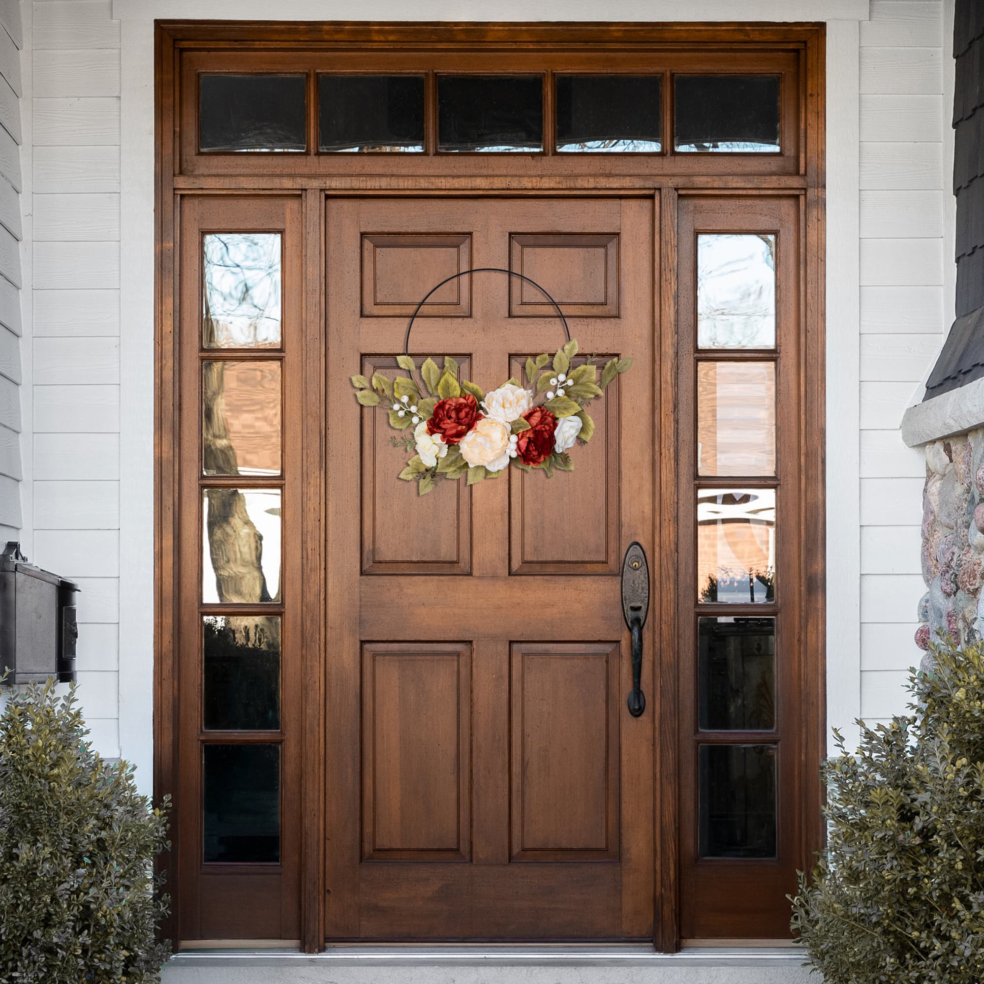 21" Autumn Harvest Artificial Floral Half Wreath with Fall Foliage